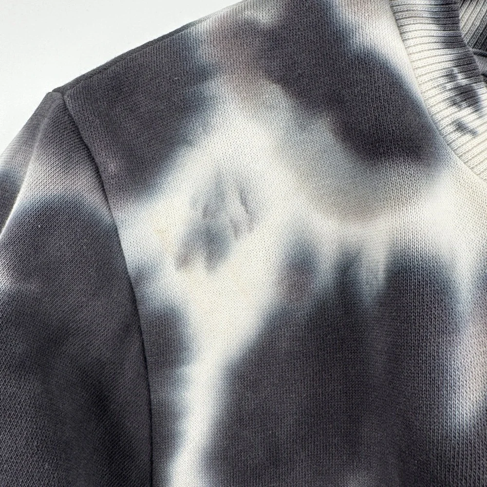True Religion Tie Dye Cropped Crewneck Sweatshirt Women's Size‎ S/P Black White
